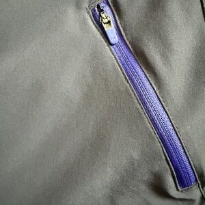 Title Nine Charcoal Gray Swim Skirt with Purple Zipper Accents, Size 10